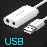 HKM-396819 USB External Sound Card Adapter with 3.5mm Headphone Jack, 1.5m Cable Length, Plug and Play