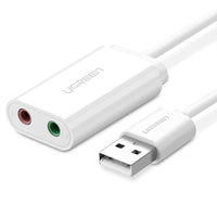 HKM-396819 USB External Sound Card Adapter with 3.5mm Headphone Jack, 1.5m Cable Length, Plug and Play