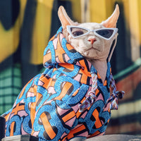 HKM-396883 Cozy Spring and Autumn Sweater for French Bulldogs and Hairless Cats in Blue, Sizes XXS to XXL