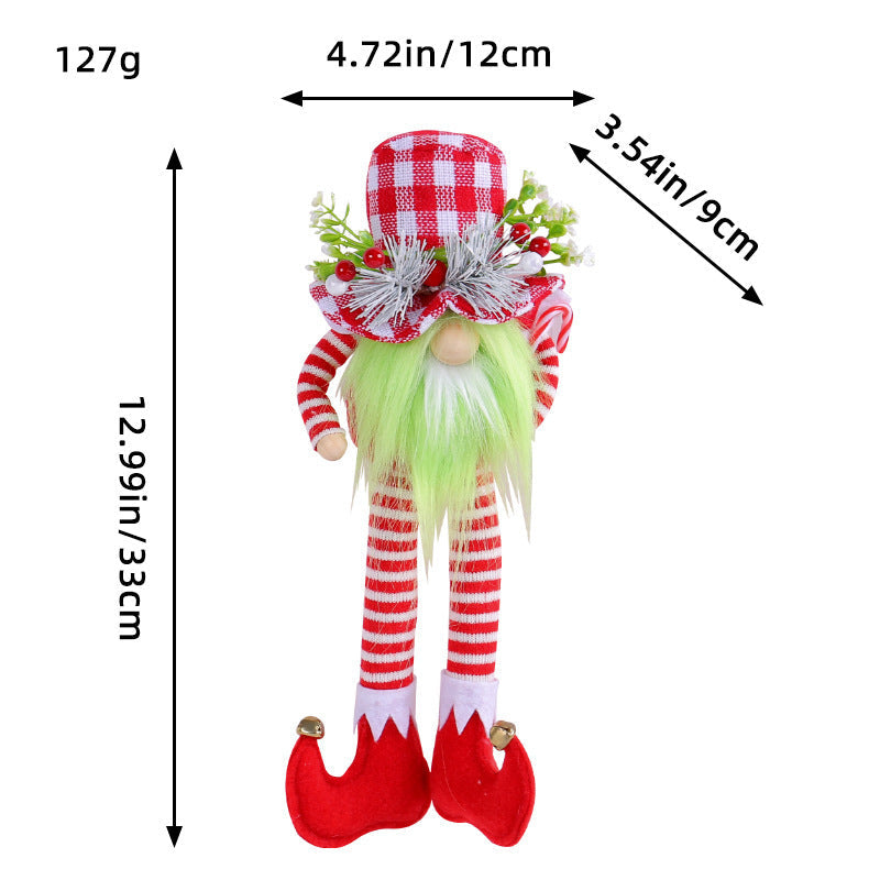 HKM-397075 Christmas Long-Legged Doll with Green Beard for Festive Home Decoration