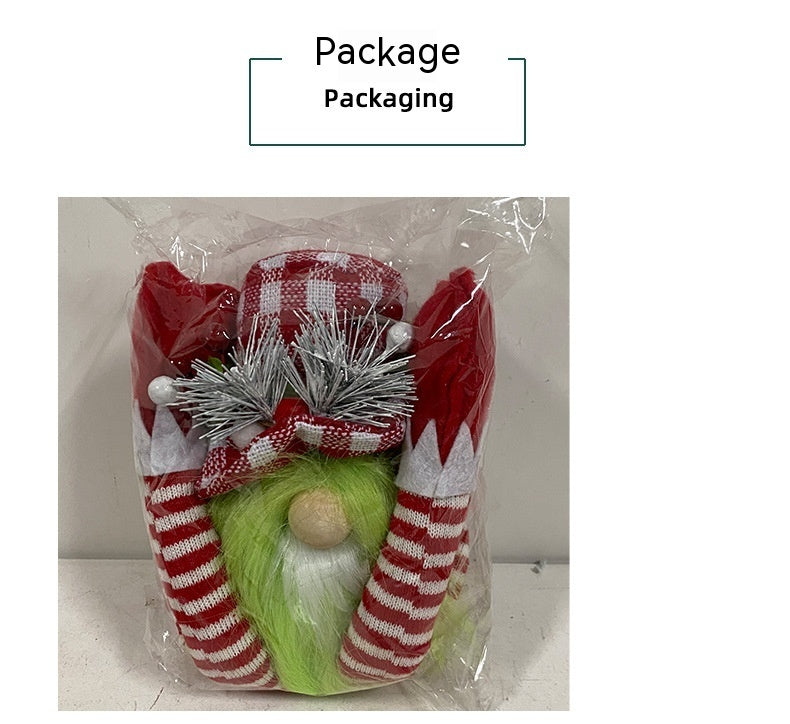 HKM-397075 Christmas Long-Legged Doll with Green Beard for Festive Home Decoration