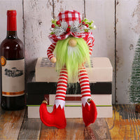 HKM-397075 Christmas Long-Legged Doll with Green Beard for Festive Home Decoration