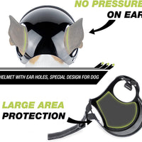 HKM-397075 Dog Motorcycle Helmet with Stickers and Bamboo Dragonfly Accessories - Black, Durable ABS+PC+Polyester Material