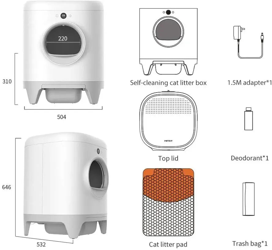 KTX-397075 Intelligent Self-Cleaning Cat Toilet with App Control and Dual Odour Removal