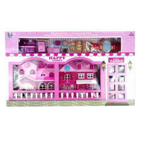 HKM-397267 Girls Dollhouse Furniture Toy Set for Ages 5 to 7, Plastic Playhouse with 12-Piece Accessories