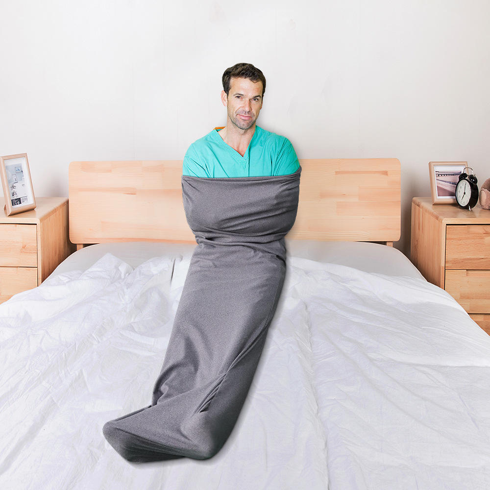 HKM-397459 Machine Washable Wearable Blanket Sleep Aid with Adjustable Foot Pocket - Soft Cooling Polyester for All Sleepers