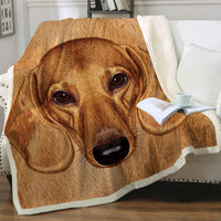 HKM-397459 Navy Blue Dachshund Pattern Woolen Blanket - Flannel Fabric, Multiple Sizes for All Seasons