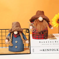 HKM-397715 Cowboy Rudolph Stuffed Doll Ornament - Soft Plush Toy for Kids, 17 cm, Dwarf Design