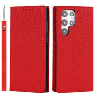 HKM-397715 Genuine Litchi Leather Case for Galaxy S24 Ultra - Multiple Colors Available