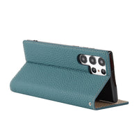 HKM-397715 Genuine Litchi Leather Case for Galaxy S24 Ultra - Multiple Colors Available