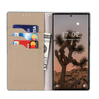 HKM-397715 Genuine Litchi Leather Case for Galaxy S24 Ultra - Multiple Colors Available