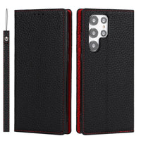 HKM-397715 Genuine Litchi Leather Case for Galaxy S24 Ultra - Multiple Colors Available