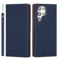 HKM-397715 Genuine Litchi Leather Case for Galaxy S24 Ultra - Multiple Colors Available