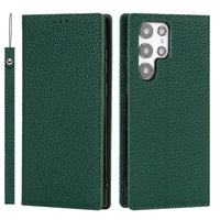 HKM-397715 Genuine Litchi Leather Case for Galaxy S24 Ultra - Multiple Colors Available