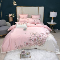 HKM-397779 Color-Blocked Cotton Embroidered Quilt Cover Set, Available in Various Sizes and Colors