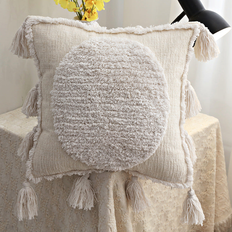 HKM-397843 Luxury Tufted Plush Sofa Cushion - 45x45cm National Style for Living Room