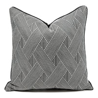 HKM-397907 Black and White Striped Geometric Pillow Cover for Home Décor, Available in Multiple Sizes