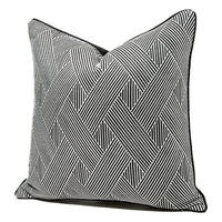 HKM-397907 Black and White Striped Geometric Pillow Cover for Home Décor, Available in Multiple Sizes