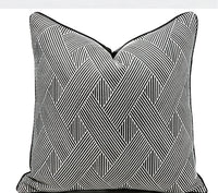 HKM-397907 Black and White Striped Geometric Pillow Cover for Home Décor, Available in Multiple Sizes