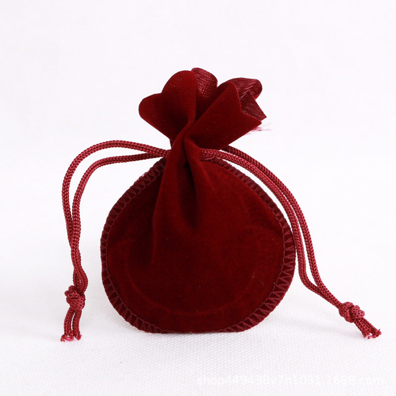 HKM-397907 Velvet Drawstring Jewelry Pouch in Pink for Necklaces, Earrings, and Rings - Customizable Size: 7x9cm