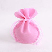 HKM-397907 Velvet Drawstring Jewelry Pouch in Pink for Necklaces, Earrings, and Rings - Customizable Size: 7x9cm