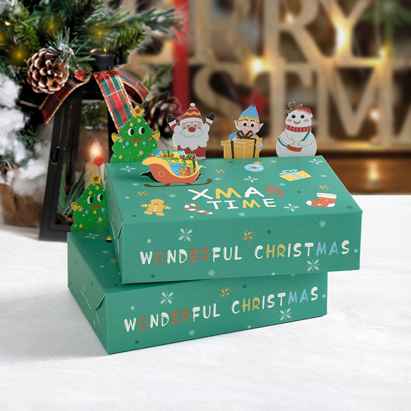 HKM-398227 Christmas Tree Gift Boxes, 10 Pack, Cartoon Design, 15x9x4cm, Paper Material