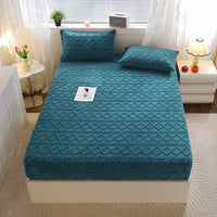 HKM-398419 Taffon Quilted Fitted Sheet in Various Sizes - Polyester-Cotton Blend with Tie Dye Design