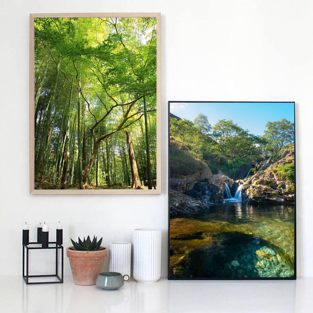 HKM-398547 Hand-Painted Summer Forest Landscape Oil Painting on Canvas, Multiple Sizes Available