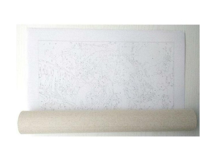 HKM-398611 Digital Oil Painting DIY Kit - Flower and Bird Landscape on Linen, 40x50 Frameless