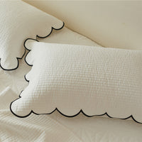 HKM-398611 Double-Sided Quilted Pure Cotton Bed Cover with White Polka Dots - 200x230cm and Two Pillowcases