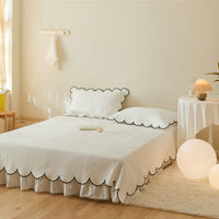 HKM-398611 Double-Sided Quilted Pure Cotton Bed Cover with White Polka Dots - 200x230cm and Two Pillowcases