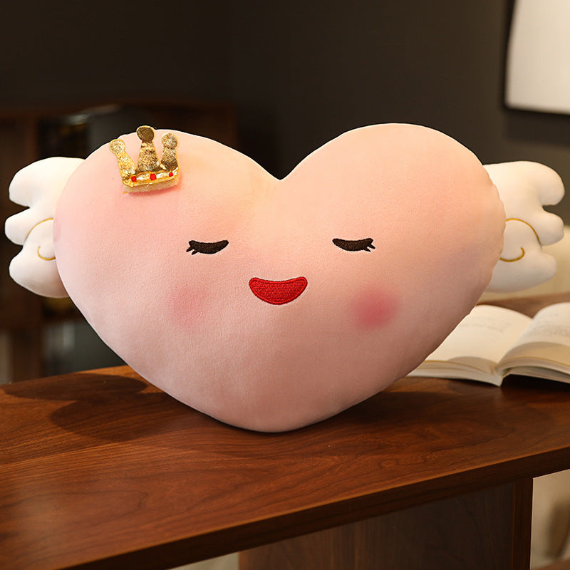 HKM-398739 Angel Wings Plush Cushion Toy - Love Design, Super Soft, 50cm Height, Multiple Colors for Ages 4-6