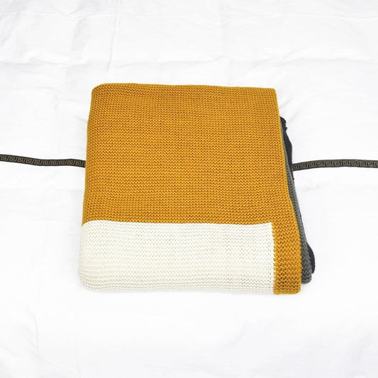 HKM-398931 Bohemian Knitted Blanket in Vibrant Colors for Office or Sofa Use