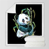 HKM-398931 Panda Series Coral Fleece Cartoon Blanket - Soft Cotton Quilted Design