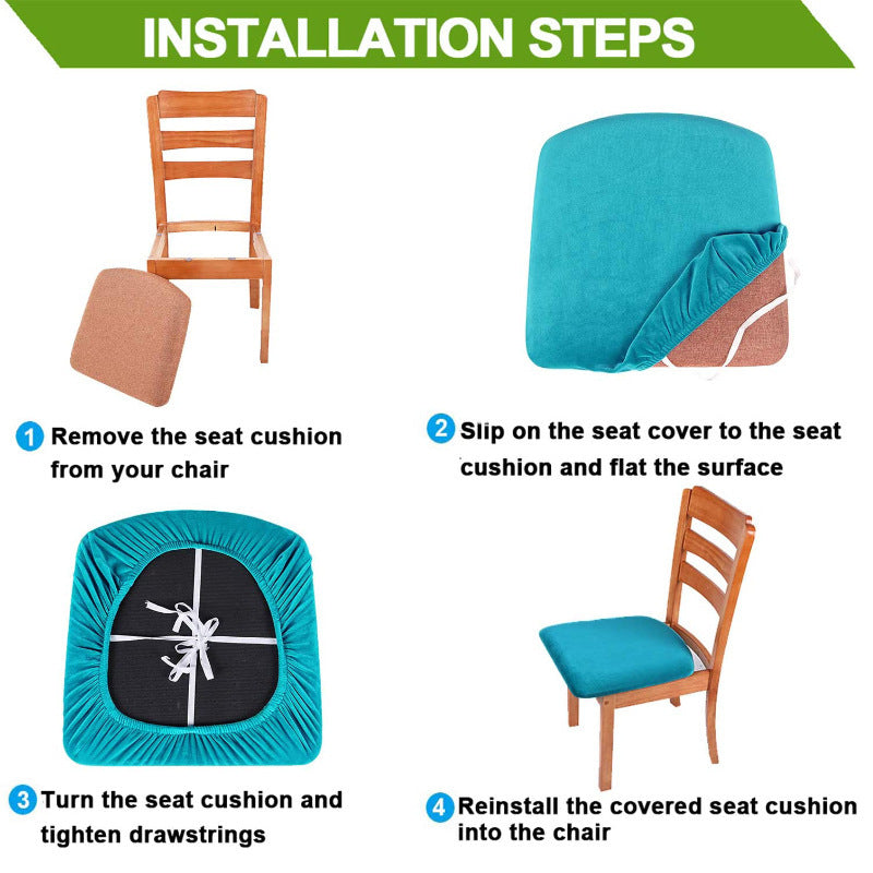 HKM-398995 Elastic Velvet Home Dining Chair Cover - 90% Polyester, 10% Spandex, Modern Style, Fits 14-20 Inch Seats