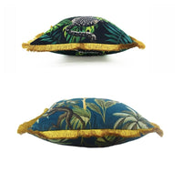 HKM-399059 Elegant Green and Gold Cushion Cover, 45x45cm, PP Cotton Fill