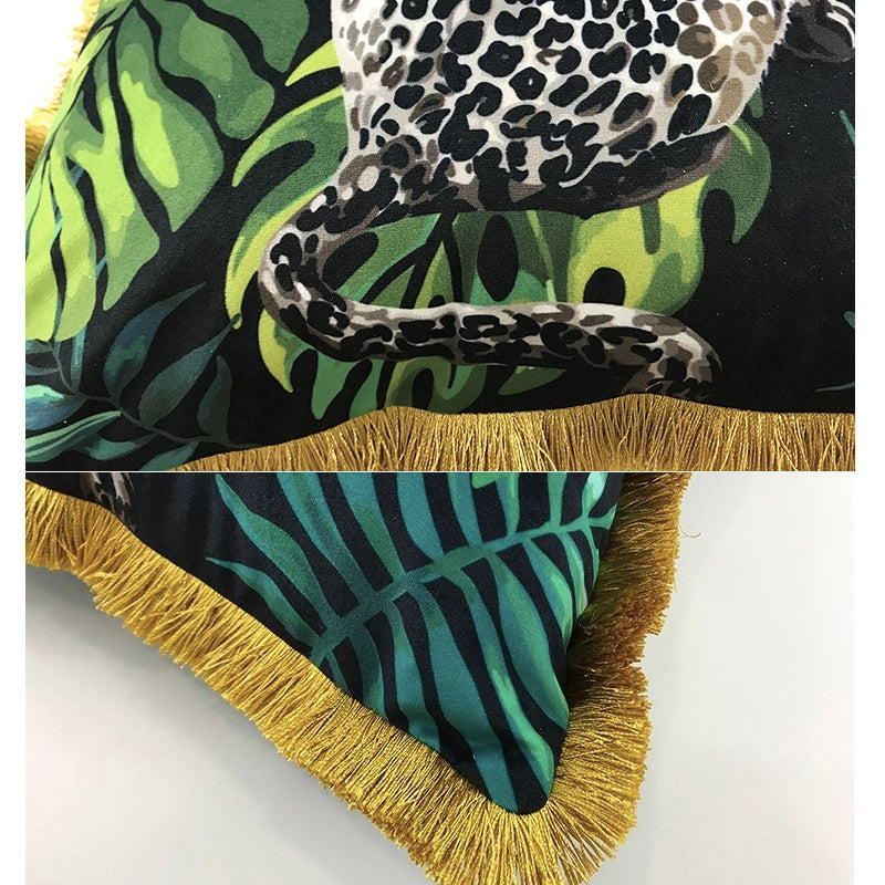 HKM-399059 Elegant Green and Gold Cushion Cover, 45x45cm, PP Cotton Fill