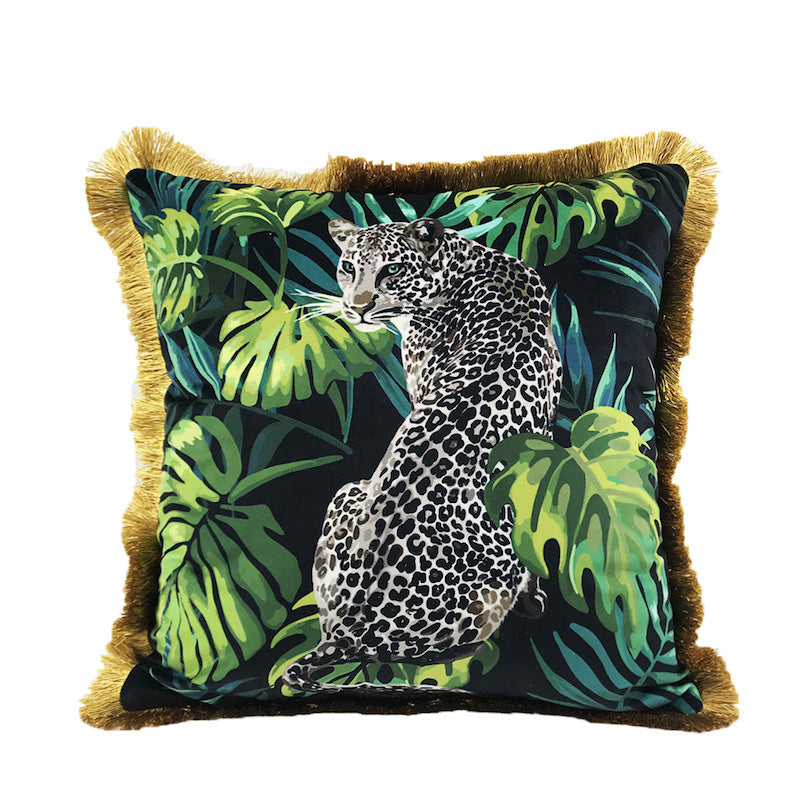 HKM-399059 Elegant Green and Gold Cushion Cover, 45x45cm, PP Cotton Fill