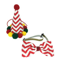 HKM-399379 Pet Holiday Ornament Set with Hat and Bow Tie for Festive Decoration