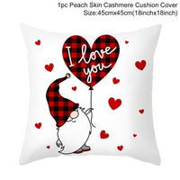 HKM-399443 Red Cartoon Letter Valentine's Day Pillowcase in Peach Skin for Living Room or Bedroom, 45x45cm