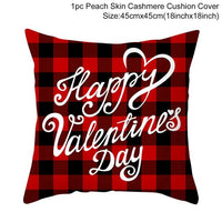 HKM-399443 Red Cartoon Letter Valentine's Day Pillowcase in Peach Skin for Living Room or Bedroom, 45x45cm