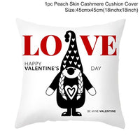 HKM-399443 Red Cartoon Letter Valentine's Day Pillowcase in Peach Skin for Living Room or Bedroom, 45x45cm