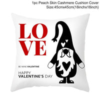 HKM-399443 Red Cartoon Letter Valentine's Day Pillowcase in Peach Skin for Living Room or Bedroom, 45x45cm