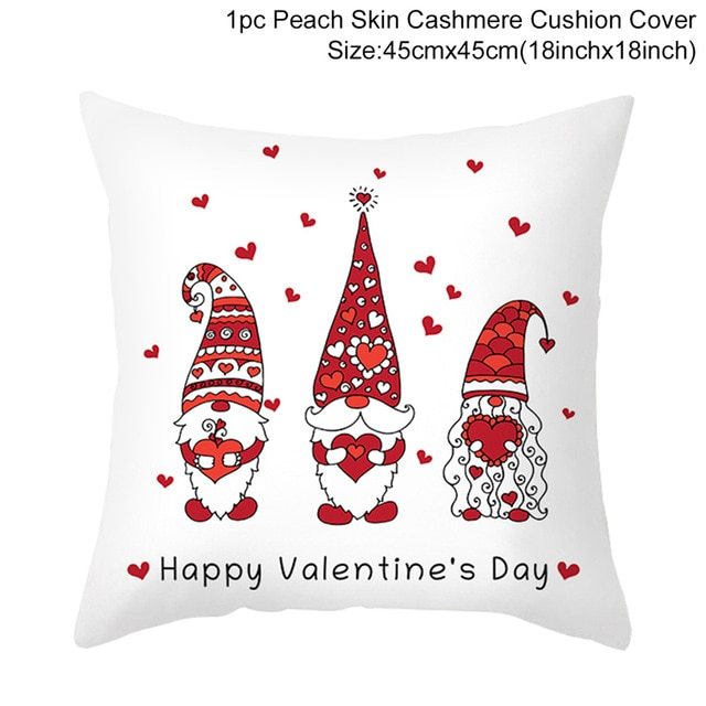 KTX-399443 Red Cartoon Letter Valentine's Day Pillowcase in Peach Skin for Living Room or Bedroom, 45x45cm