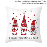 HKM-399443 Red Cartoon Letter Valentine's Day Pillowcase in Peach Skin for Living Room or Bedroom, 45x45cm
