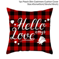 HKM-399443 Red Cartoon Letter Valentine's Day Pillowcase in Peach Skin for Living Room or Bedroom, 45x45cm