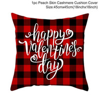 HKM-399443 Red Cartoon Letter Valentine's Day Pillowcase in Peach Skin for Living Room or Bedroom, 45x45cm