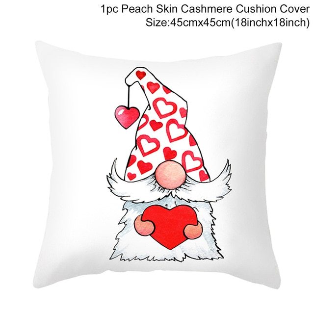 KTX-399443 Red Cartoon Letter Valentine's Day Pillowcase in Peach Skin for Living Room or Bedroom, 45x45cm