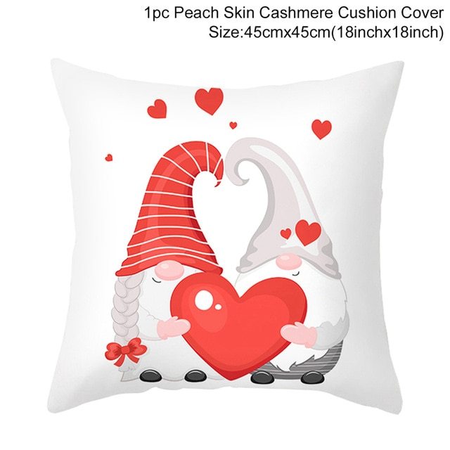 KTX-399443 Red Cartoon Letter Valentine's Day Pillowcase in Peach Skin for Living Room or Bedroom, 45x45cm
