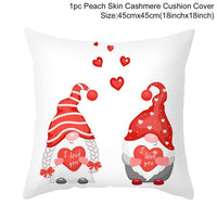 HKM-399443 Red Cartoon Letter Valentine's Day Pillowcase in Peach Skin for Living Room or Bedroom, 45x45cm